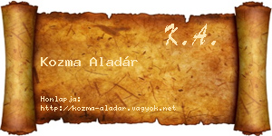 Kozma Aladár névjegykártya